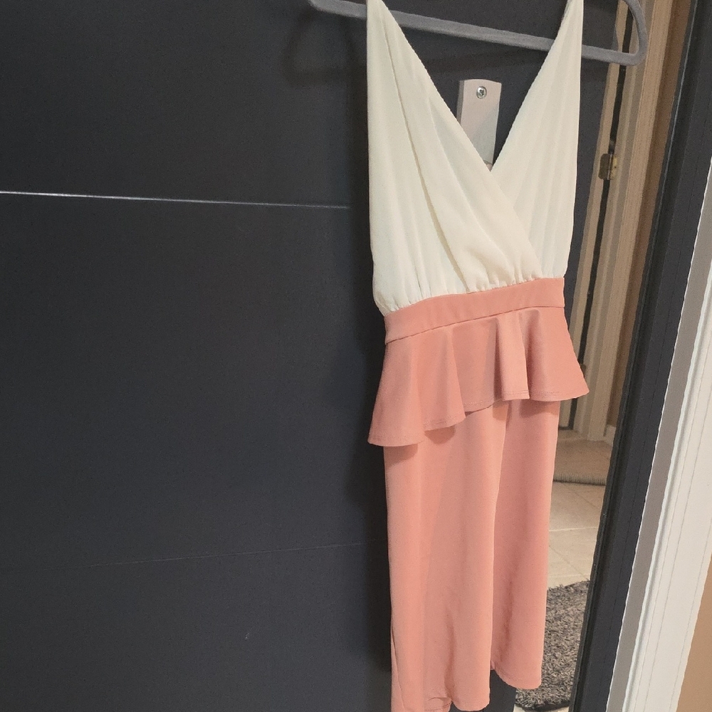BLVD Cream and Tan Dress